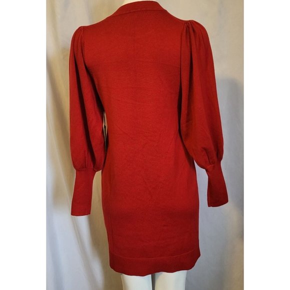 Vince Camuto Red Knit Dress Women Size Small Knee Length Ribbed,  NWT - Picture 6 of 6